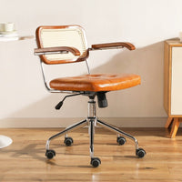 Thumbnail for Wuli Rattan Leather Office Swivel Chair - Casatrail.com