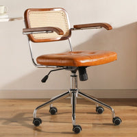 Thumbnail for Wuli Rattan Leather Office Swivel Chair - Casatrail.com