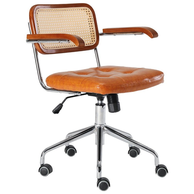 Wuli Rattan Leather Office Swivel Chair - Casatrail.com