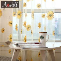 Thumbnail for Yellow Floral Sheer Tulle Curtains - Casatrail.com