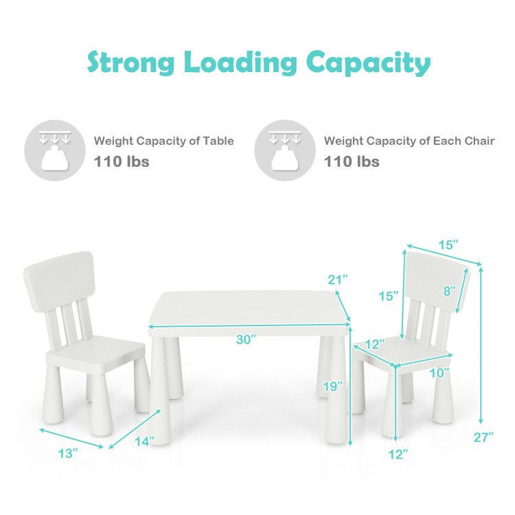 3 Pieces Multi Activity Kids Play Table and Chair Set - Casatrail.com