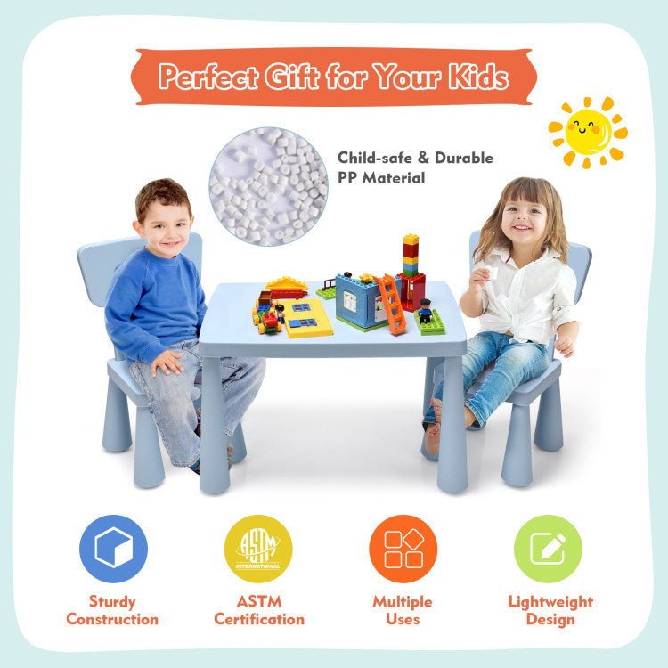 3 Pieces Multi Activity Kids Play Table and Chair Set - Casatrail.com