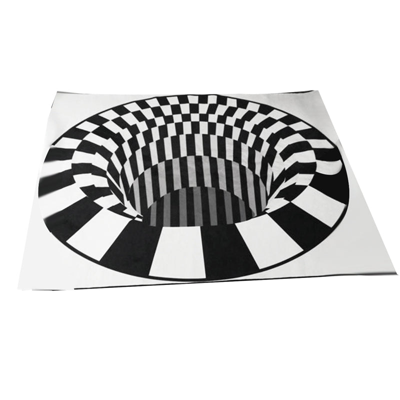 3D Vortex Carpet Black White Grid Bottomless Hole Illusion Rug Living Room Bedroom Anti-Slip Floor Mats Home Fashion Carpet Rugs - Casatrail.com