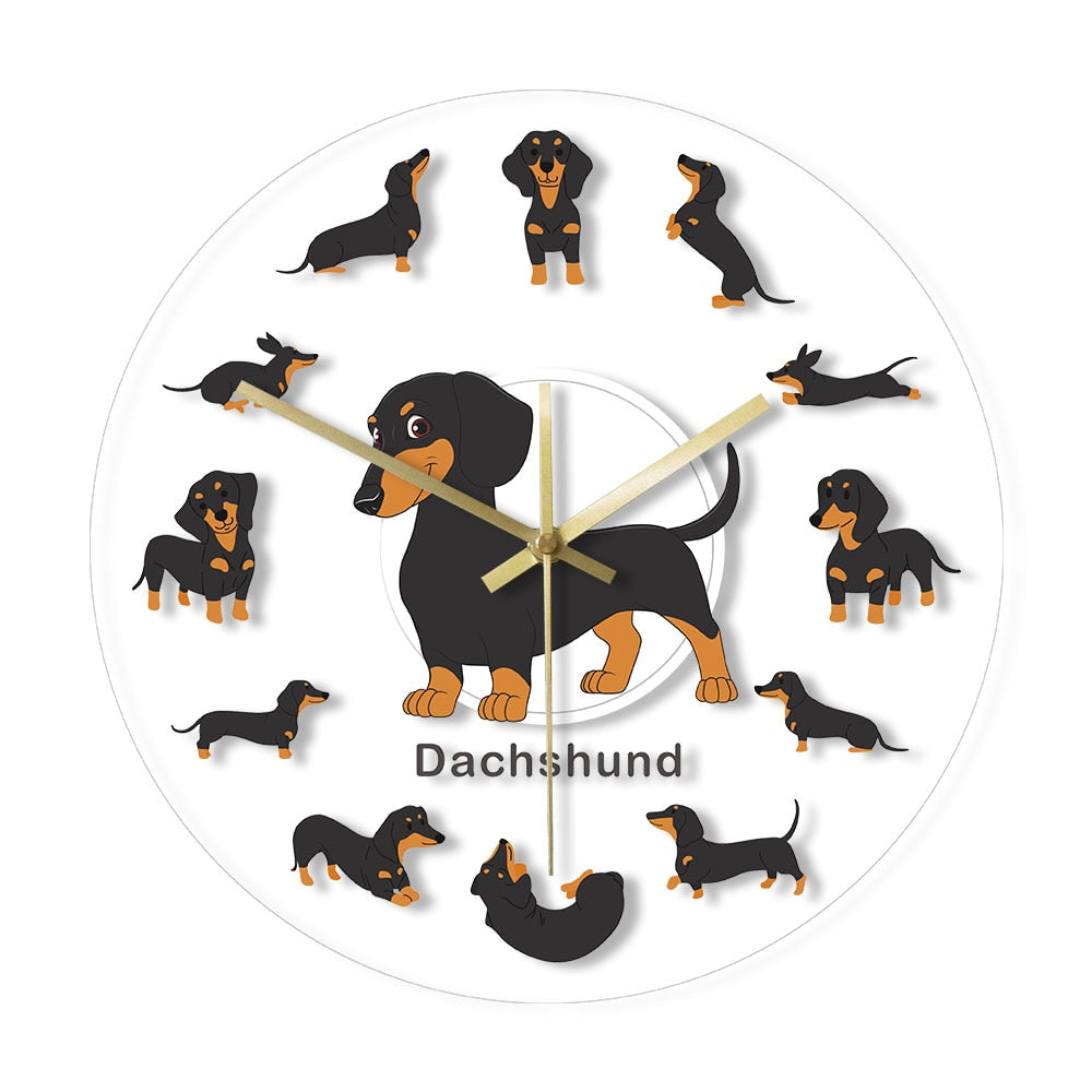 Dachshund Print Wall Clock - Decorative Watch for Kids