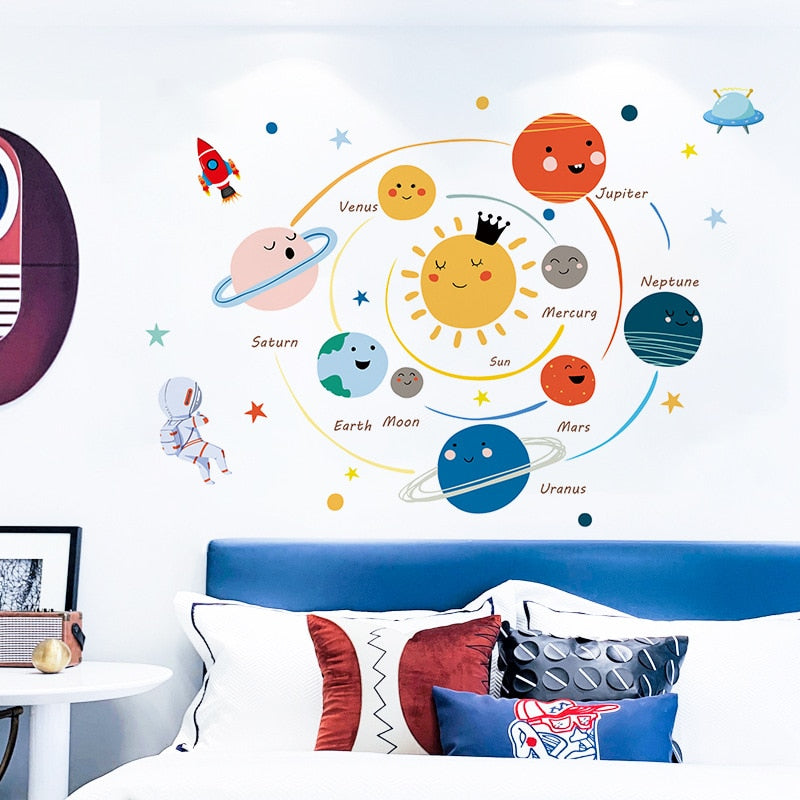 Solar System Vinyl Wall Art Decor for Kids Room