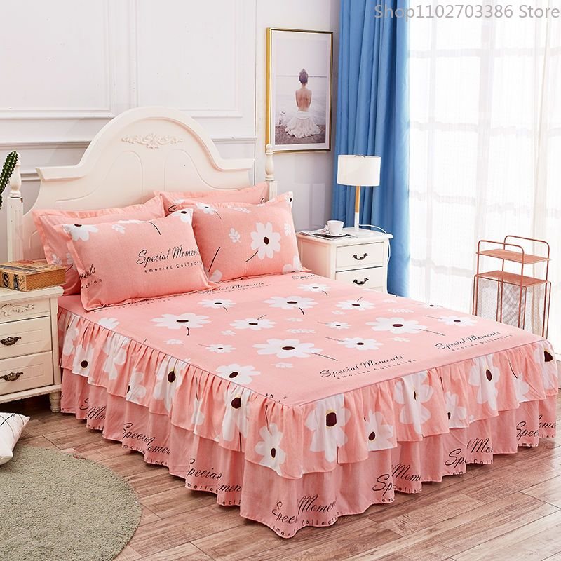 Floral Bed Skirt - Korean Non-slip Dustproof Bedspread