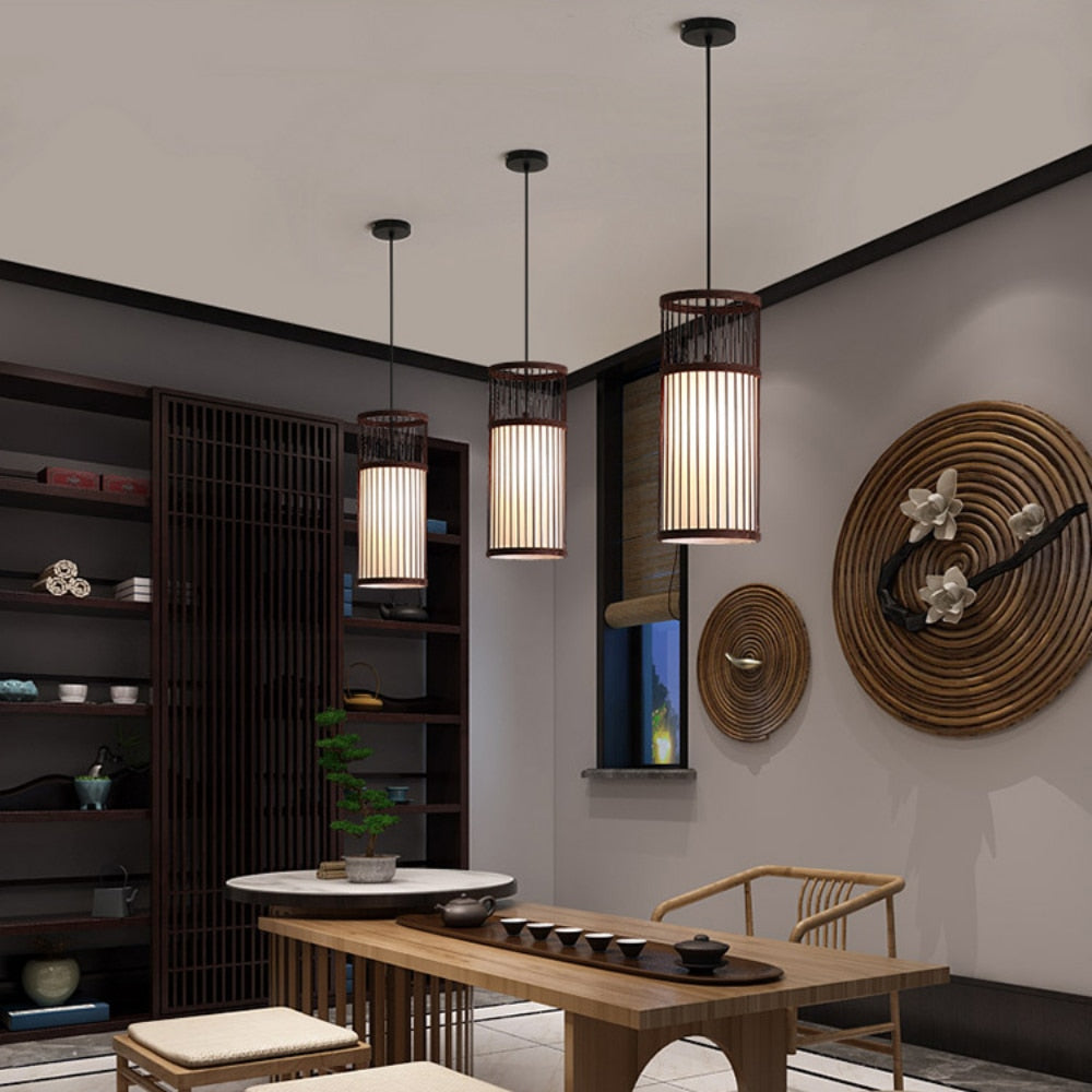 Modern Bamboo Art Chandelier for Bedroom and Dining Room