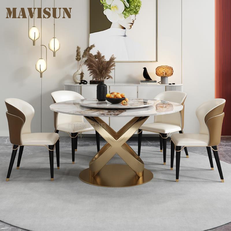 Italian Mild Luxury Dining Table with Turntable