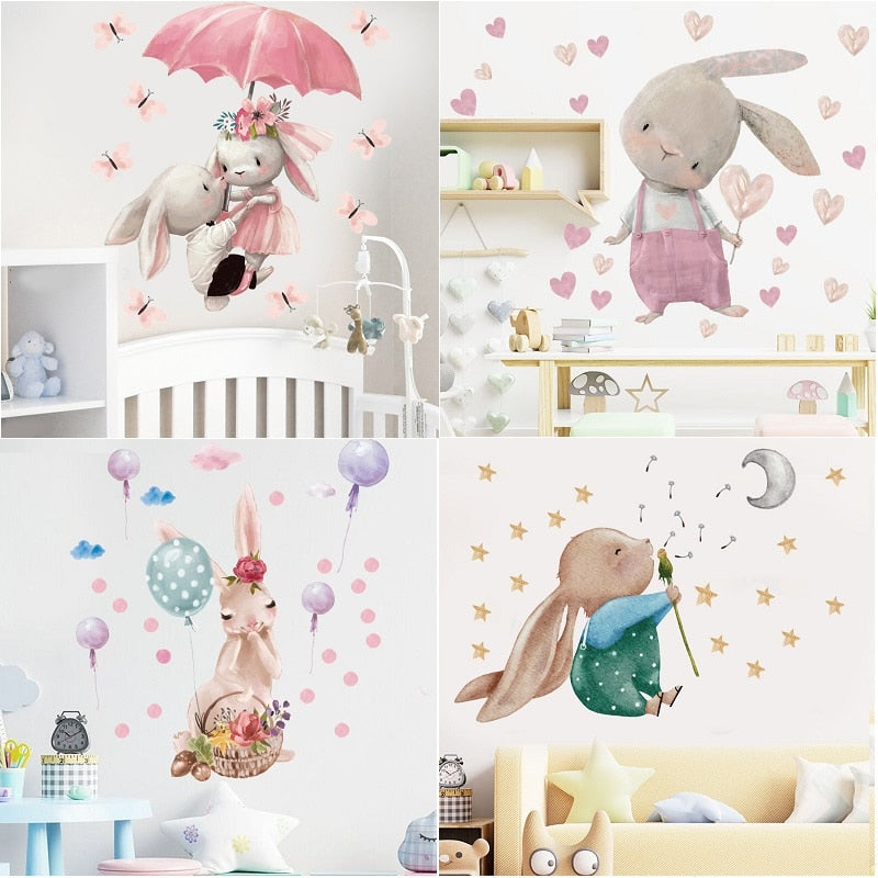Pink Rabbit Love Wall Stickers