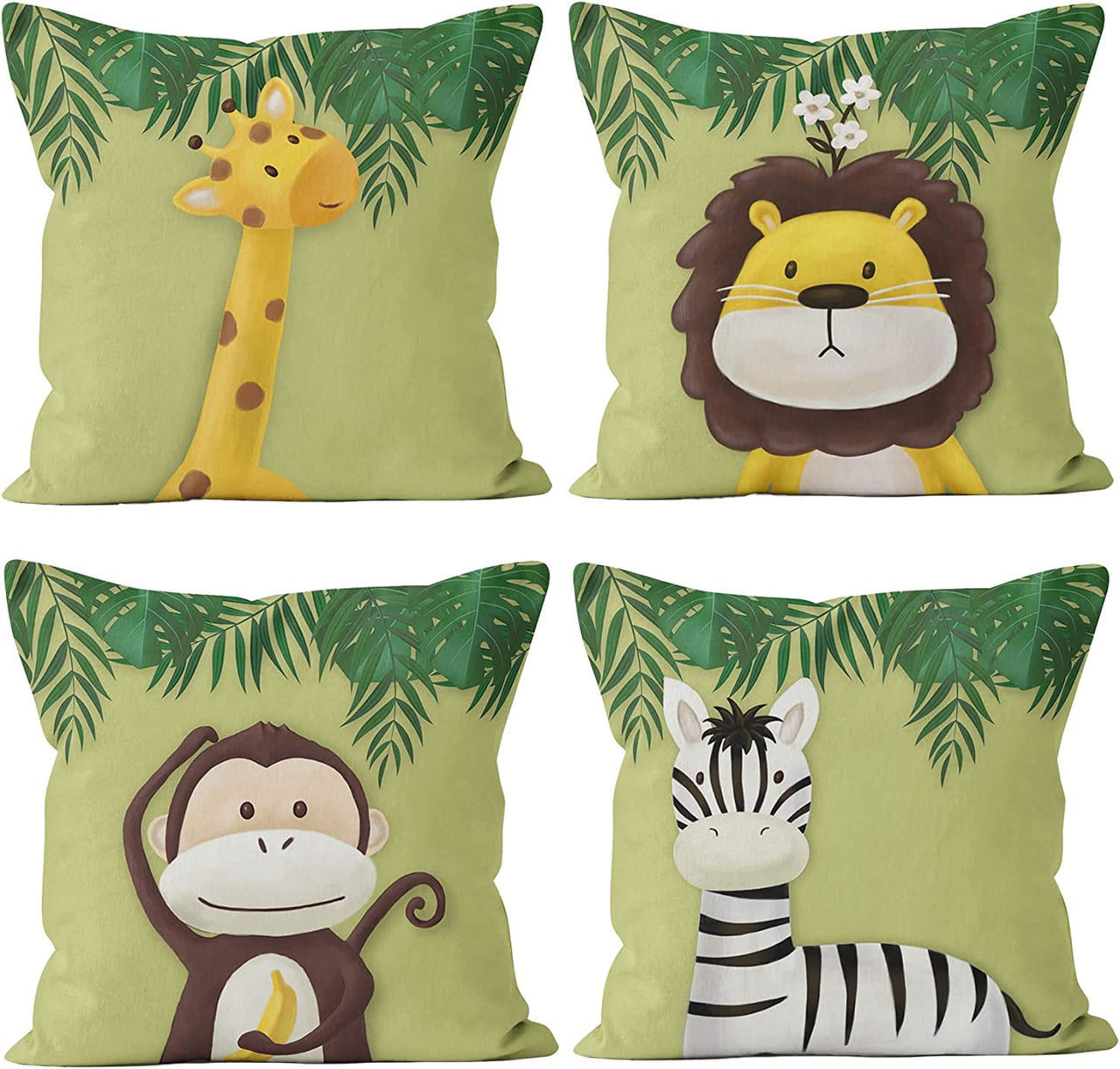 Cartoon Animal Zoo Pillow Covers