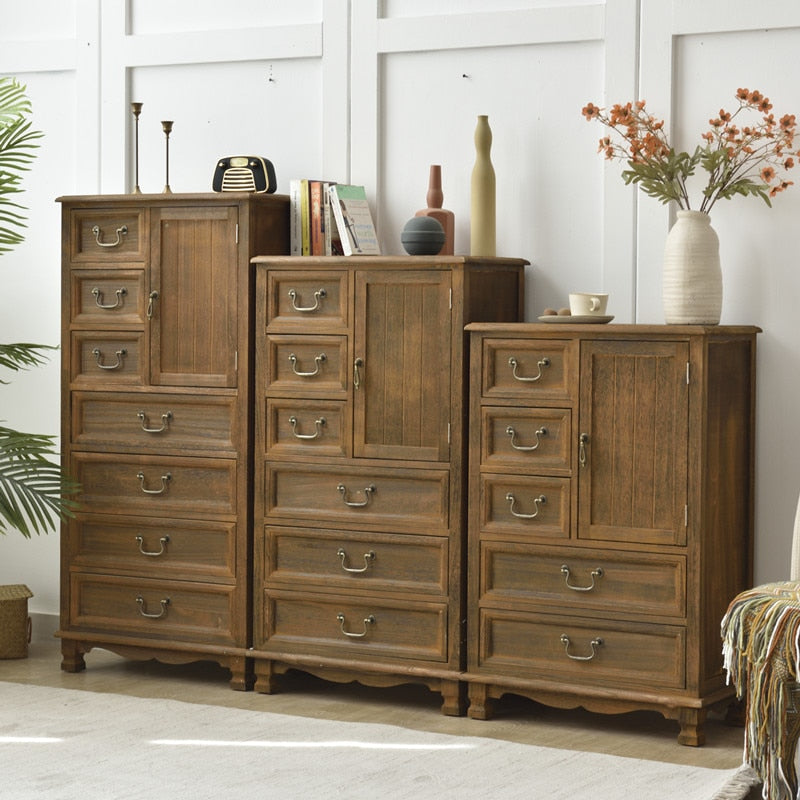 American Style Retro Chest of Drawers with Old Solid Wood