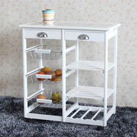 Thumbnail for Kitchen Cart 2-Drawer 3-Basket 3-Shelf Storage Rack - White