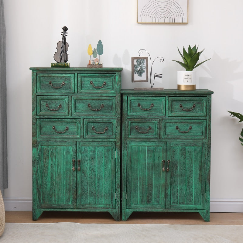 Old Solid Wood Retro Chest of Drawers for Bedroom Storage
