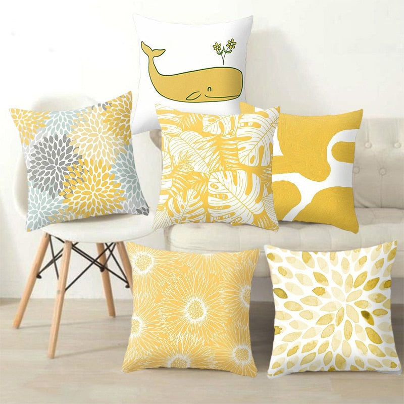Yellow Velvet Cushion Pillowcase for Square Pillows
