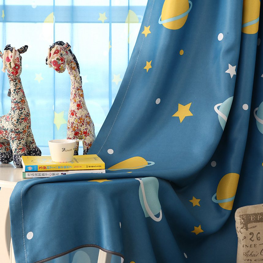Planet Print Curtains with French Window Drapes