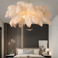 Thumbnail for Nordic LED Pendant Light with White Feather Decoration