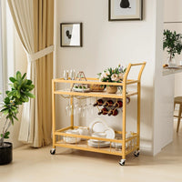 Thumbnail for Gold Bar Cart with Shelves and Holders