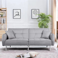 Thumbnail for Alden Gray Fabric Futon Sofa with Adjustable Backrest