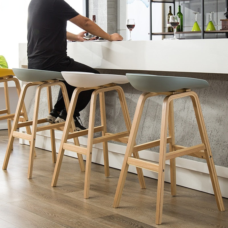 Modern Lifting Bar Stools Solid Wood Front Desk