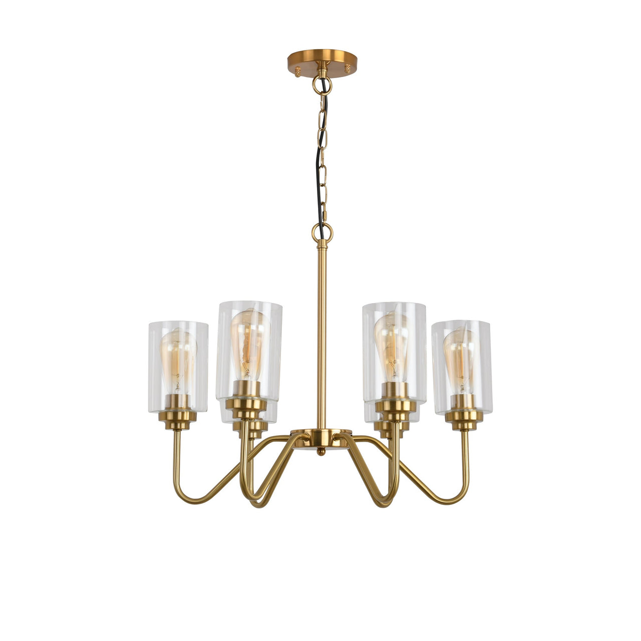 E26 glass chandelier iron golden 6 bulbs - Casatrail.com