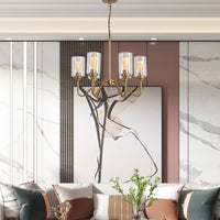 Thumbnail for E26 glass chandelier iron golden 6 bulbs - Casatrail.com