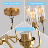 Thumbnail for E26 glass chandelier iron golden 6 bulbs - Casatrail.com
