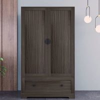 Thumbnail for FCH MDF & Particleboard Triamine Veneer Brown 2 Doors 1 Draw Wooden Wardrobe - Casatrail.com