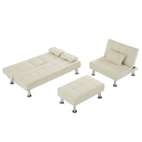 Thumbnail for Folding Sofa Bed with 2 Cup Holders, Removable Armrest, and Metal Legs - Casatrail.com