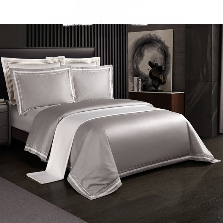 Four-piece Cotton Bedding Hotel Style Simple Solid Color Quilt Cover - Casatrail.com