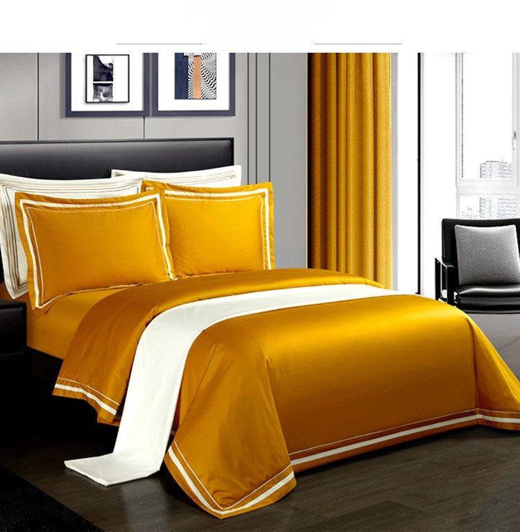 Four-piece Cotton Bedding Hotel Style Simple Solid Color Quilt Cover - Casatrail.com