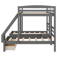 Thumbnail for Full over Gray Twin & Twin Bunk Bed, Triple Bunk Bed with Drawers - Casatrail.com