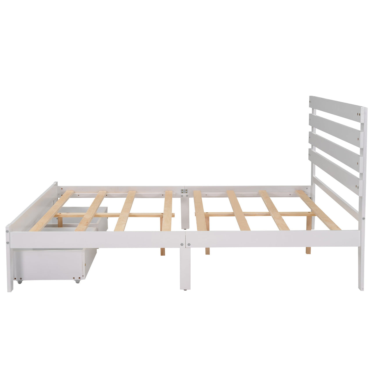 Full Size Platform Bed with Drawers, Gray - Casatrail.com