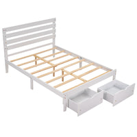 Thumbnail for Full Size Platform Bed with Drawers, Gray - Casatrail.com