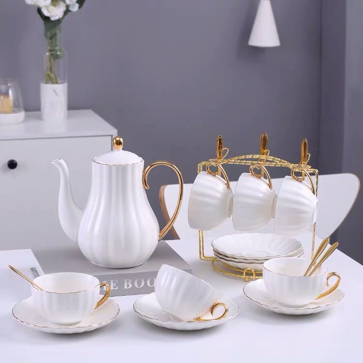 Gold Painted Living Room Coffee Cup Tea Set Tea Cup Set - Casatrail.com