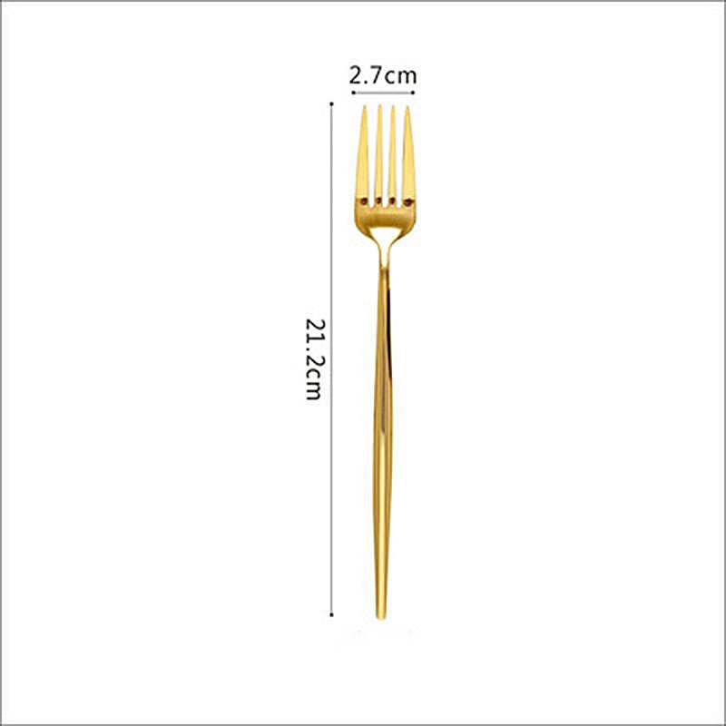 Gold-plated Western Cutlery Cutlery 304 Stainless Steel Cutlery Mirror Gloss - Casatrail.com
