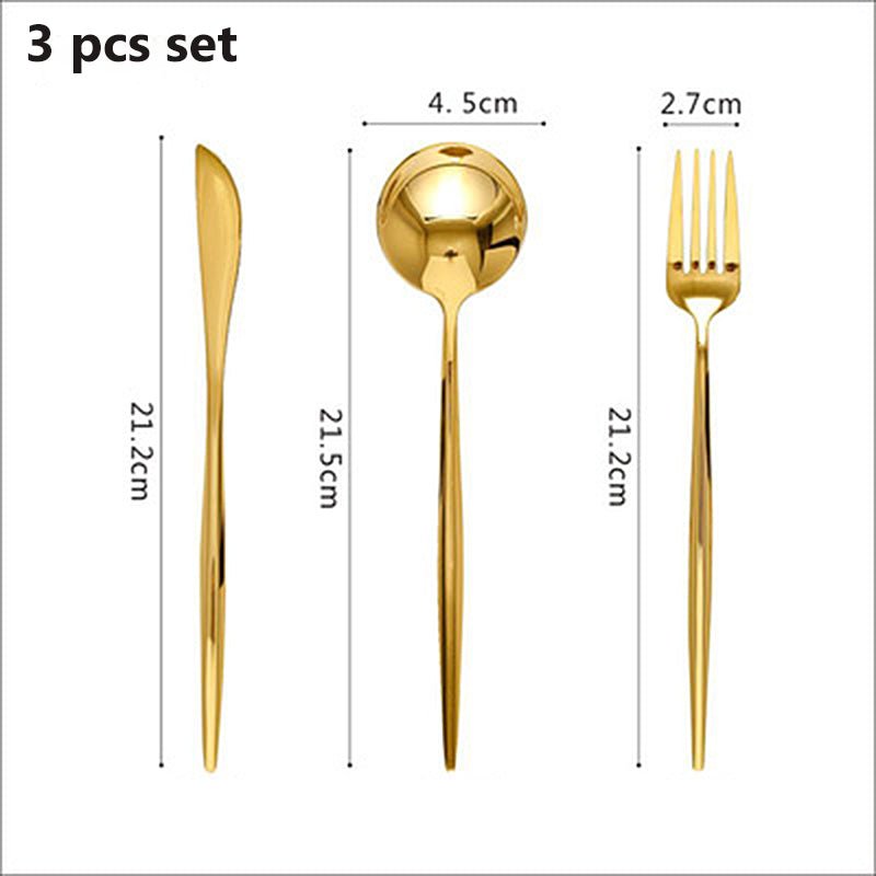 Gold-plated Western Cutlery Cutlery 304 Stainless Steel Cutlery Mirror Gloss - Casatrail.com