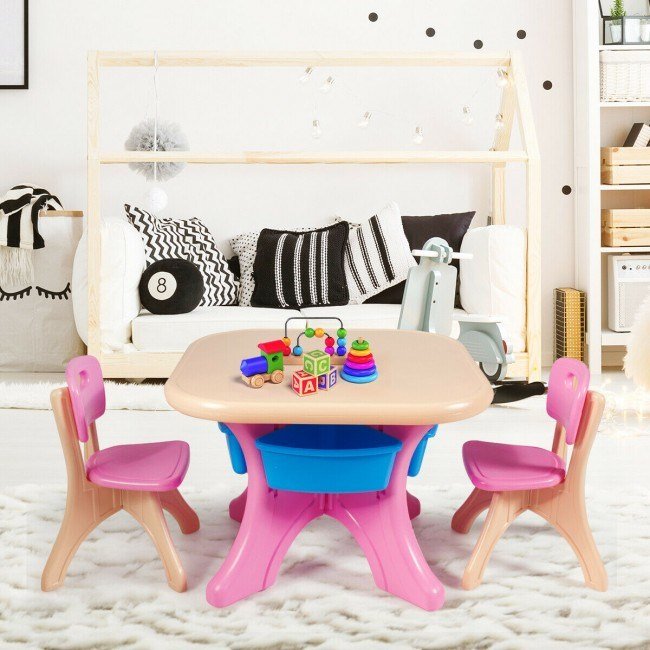 Kids Activity Table and Chair Set Play Furniture with Storage - Casatrail.com