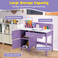 Thumbnail for Kids Wooden Writing Furniture Set with Drawer and Storage Cabinet - Casatrail.com