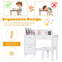 Thumbnail for Kids Wooden Writing Furniture Set with Drawer and Storage Cabinet - Casatrail.com