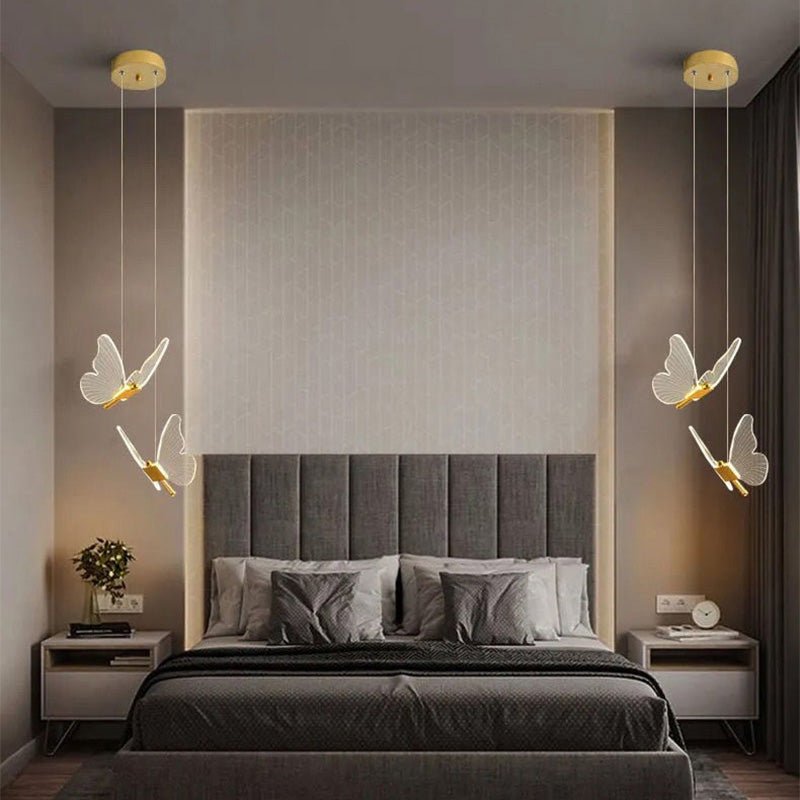 Long Line Modern Minimalist Bedroom Butterfly Bedside Chandelier Lamp - Casatrail.com