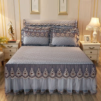 Thumbnail for Luxury Quilted Lace Bed Skirt and Bed Liner For Bedroom - Casatrail.com