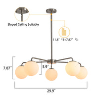 Thumbnail for Modern American living room simple golden chandelier glass lampshade 5 bulbs - Casatrail.com