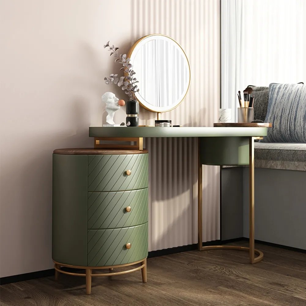Modern Makeup Vanity Table With LED Lighted Mirror; Movable Tray, and 4 Solid Wood Drawers - Casatrail.com