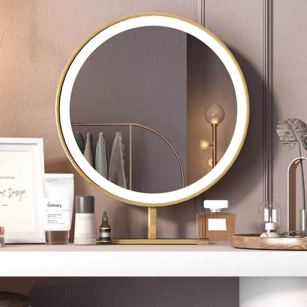 Modern Makeup Vanity Table With LED Lighted Mirror; Movable Tray, and 4 Solid Wood Drawers - Casatrail.com