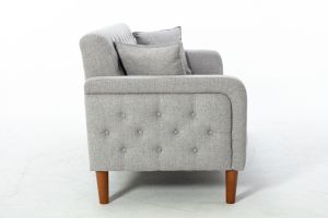 New Design Muitifunction Furniture Linen Sofa 2 Pillows Living Room Gray Loveseat with Button Tufting Easy to Clean - Casatrail.com