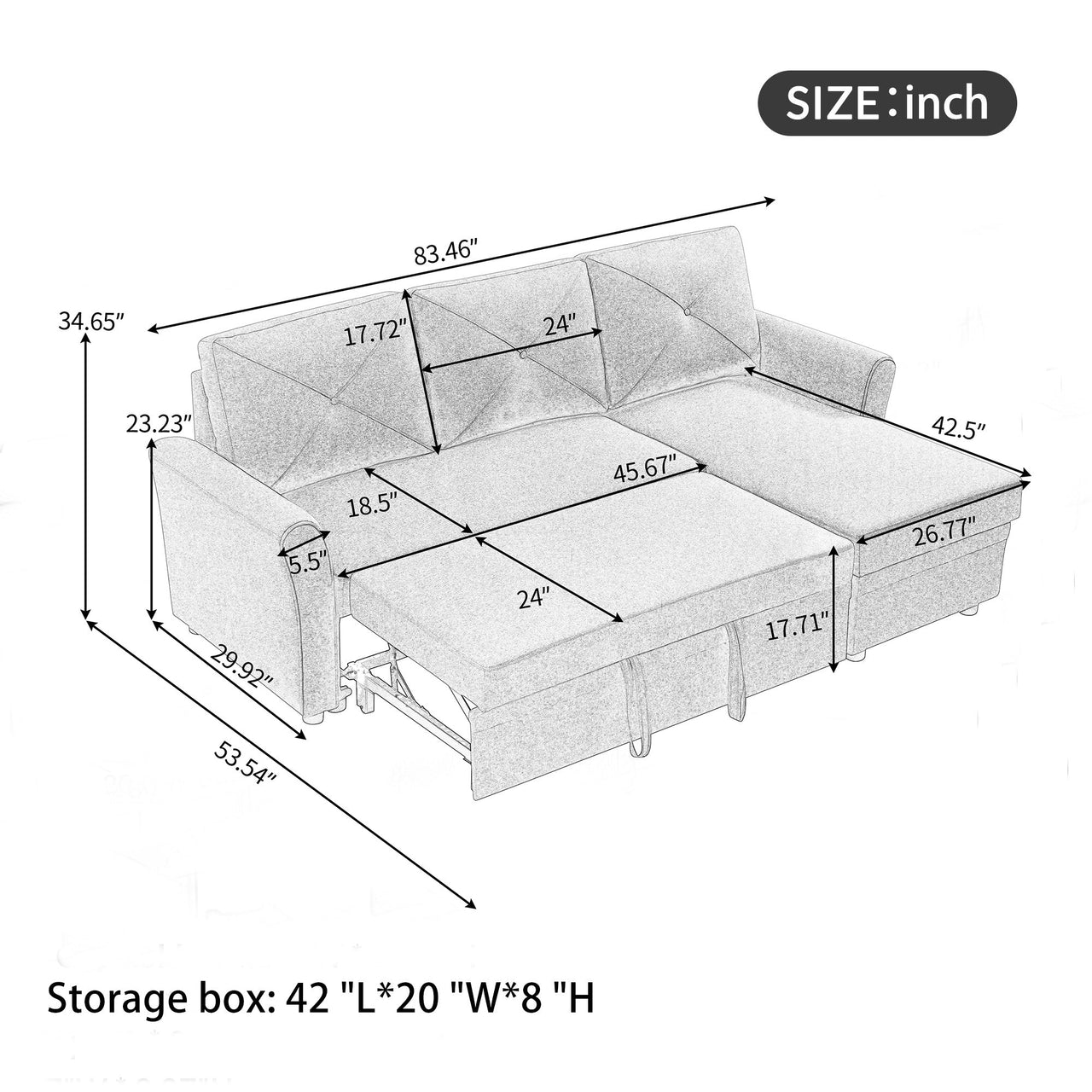 Reversible L-Shape 3 Seat Sectional Couch with Storage for Living Room - Casatrail.com