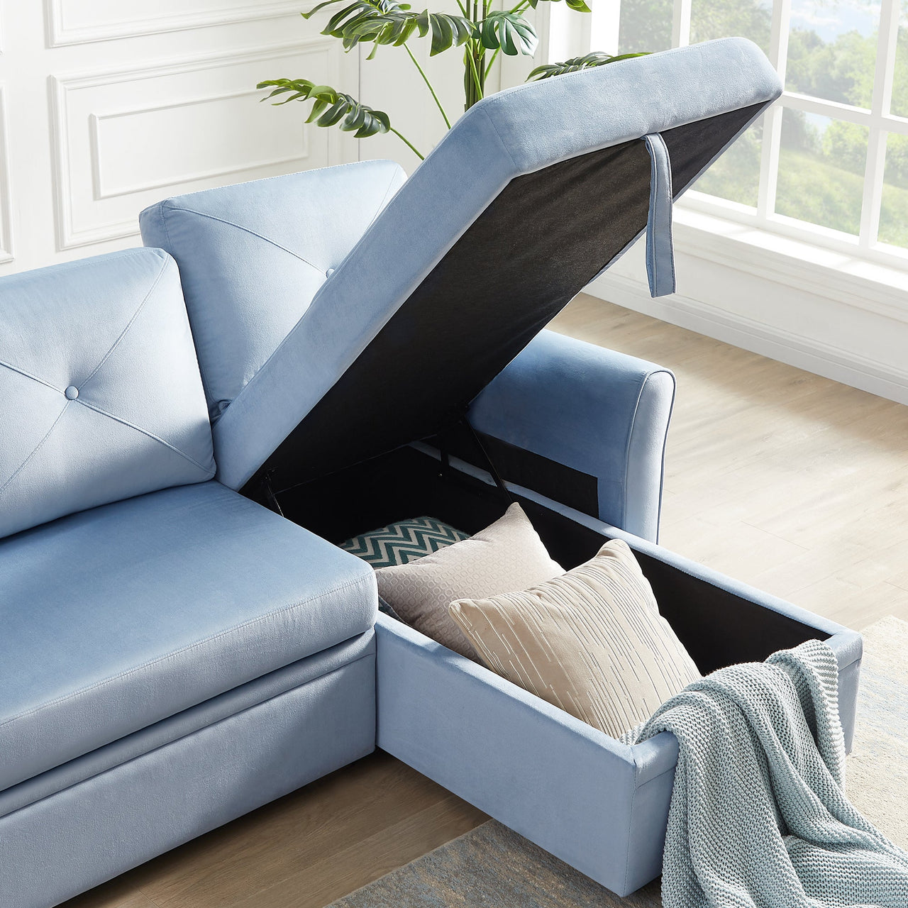 Reversible L-Shape 3 Seat Sectional Couch with Storage for Living Room - Casatrail.com