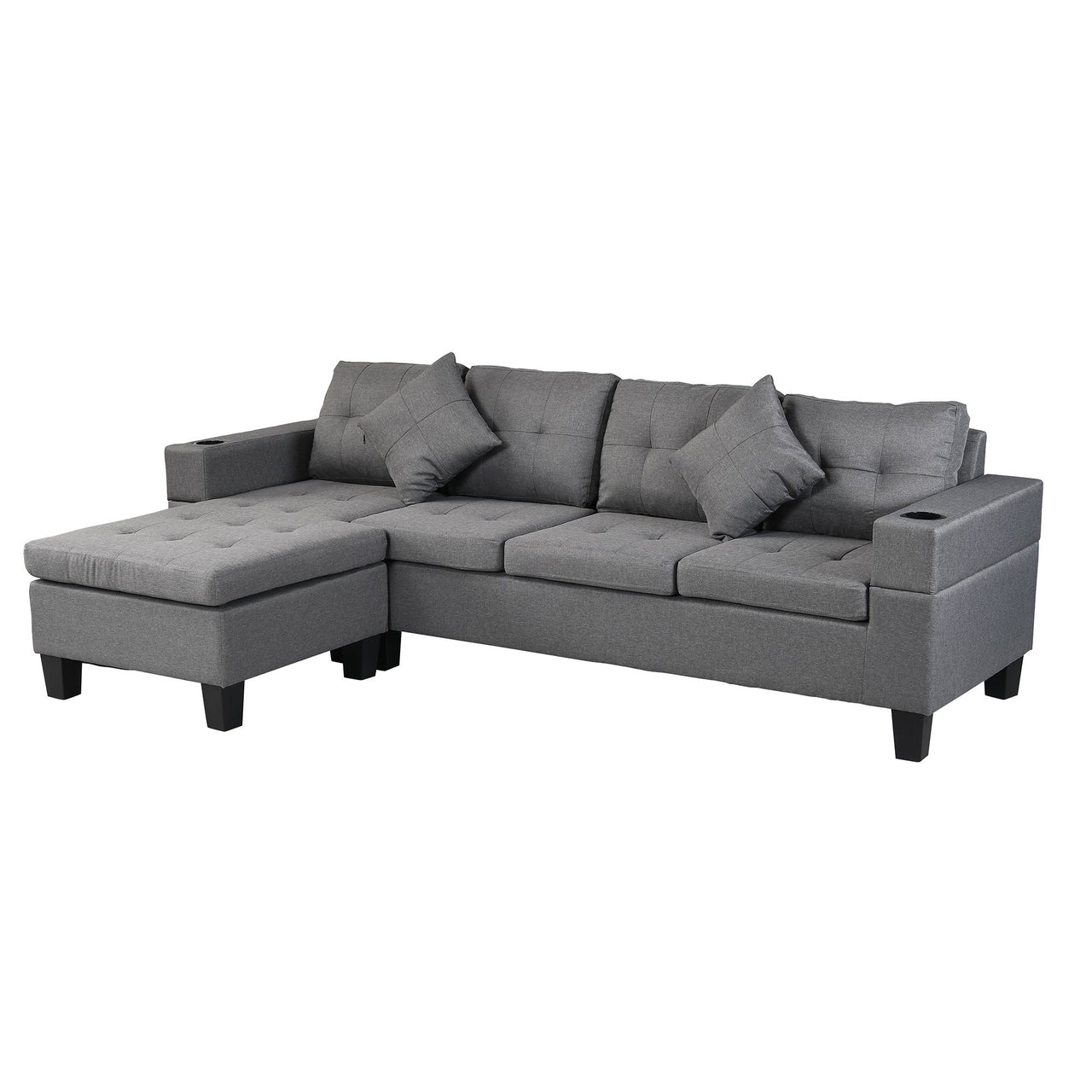 Sectional L Shape Chaise Lounge Sofa Set with 4 Seats for Living Room - Casatrail.com