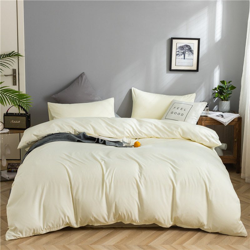 Simple Style Bedding 4 Piece Quilt Cover Sheet Pillowcase Cotton Spring Summer Autumn Winter Solid Two-color Student Dormitory - Casatrail.com