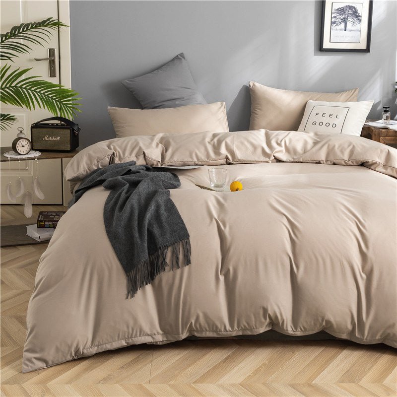 Simple Style Bedding 4 Piece Quilt Cover Sheet Pillowcase Cotton Spring Summer Autumn Winter Solid Two-color Student Dormitory - Casatrail.com